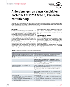 Anforderungen an einen Kandidaten nach DIN EN 15257 Grad 3, Personenzertifizierung