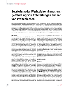 Beurteilung der Wechselstromkorrosionsgefährdung von Rohrleitungen anhand von Probeblechen