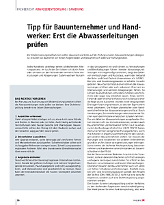 Tipp für Bauunternehmer und Handwerker: Erst die Abwasserleitungen prüfen