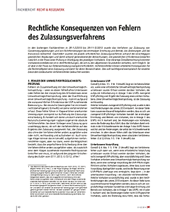 Rechtliche Konsequenzen von Fehlern des Zulassungsverfahrens