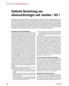 Statische Berechnung von Abwasserleitungen und -kanälen - Teil 1
