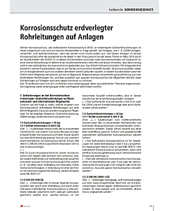 Korrosionsschutz erdverlegter Rohrleitungen auf Anlagen