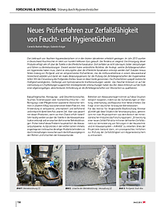 Neues Prüfverfahren zur Zerfallsfähigkeit von Feucht- und Hygienetüchern
