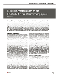 Rechtliche Anforderungen an die IT-Sicherheit in der Wasserversorgung 4.0