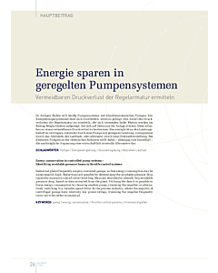Energie sparen in geregelten Pumpensystemen