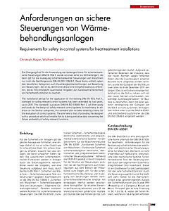 Anforderungen an sichere Steuerungen von Wärmebehandlungsanlagen