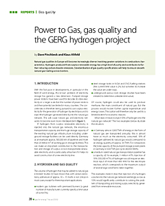 Power to Gas, gas quality and the GERG hydrogen project