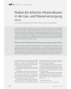 Risiken für kritische Infrastrukturen in der Gas- und Wasserversorgung
