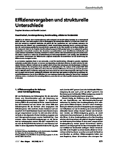 Effizienzvorgaben und strukturelle Unterschiede