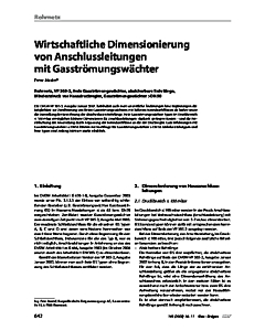 Wirtschaftliche Dimensionierung von Anschlussleitungen mit Gasströmungswächter