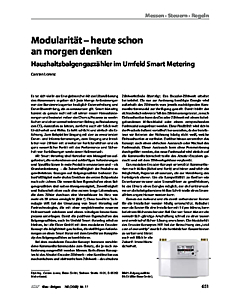 Modularität - heute schon an morgen denken, Haushaltsbalgengaszähler im Umfeld Smart Metering