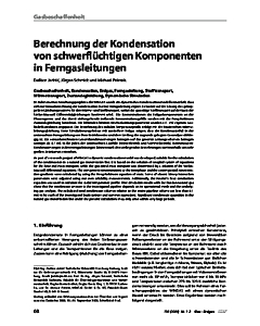 Berechnung der Kondensation von schwerflüchtigen Komponenten in Ferngasleitungen