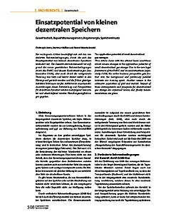 Einsatzpotential von kleinen dezentralen Speichern