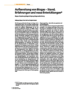 Aufbereitung von Biogas - Stand, Erfahrungen und neue Entwicklungen*