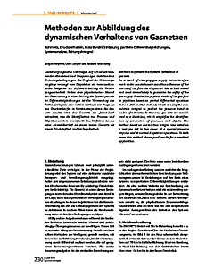 Methoden zur Abbildung des dynamischen Verhaltens von Gasnetzen