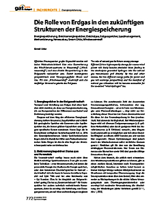 Die Rolle von Erdgas in den zukünftigen Strukturen der Energiespeicherung