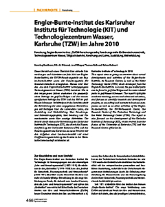 Engler-Bunte-Institut des Karlsruher Instituts für Technologie (KIT) und Technologiezentrum Wasser, Karlsruhe (TZW) im Jahre 2010