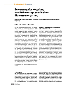 Bewertung der Kopplung von PtG-Konzepten mit einer Biomassevergasung