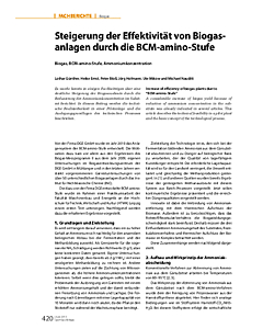 Steigerung der Effektivität von Biogasanlagen durch die BCM-amino-Stufe