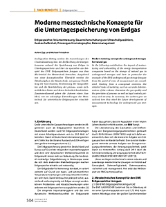 Moderne messtechnische Konzepte für die Untertagespeicherung von Erdgas