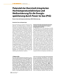 Potenzial der thermisch integrierten Hochtemperaturelektrolyse und Methanisierung für die Energiespeicherung durch Power-to-Gas (PtG)