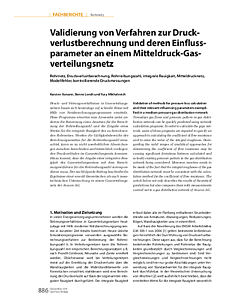 Validierung von Verfahren zur Druckverlustberechnung und deren Einflussparameter an einem Mitteldruck-Gasverteilungsnetz