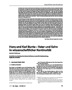 Hans und Karl Bunte ˗ Vater und Sohn in wissenschaftlicher Kontinuität