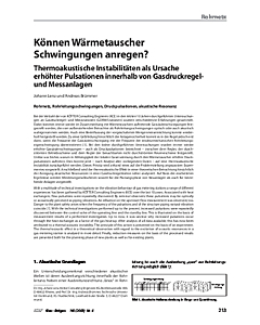 Können Wärmetauscher Schwingungen anregen? - Thermoakustische Instabilitäten als Ursache erhöhter Pulsationen innerhalb von Gasdruckregel- und Messanlagen