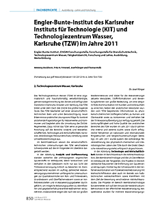 Engler-Bunte-Institut des Karlsruher Instituts für Technologie (KIT) und ­Technologiezentrum Wasser, ­Karlsruhe (TZW) im Jahre 2011