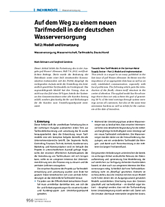 Auf dem Weg zu einem neuen Tarifmodell in der deutschen Wasserversorgung