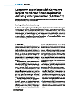 Long term experience with Germany`s largest membrane filtration plant for drinking water production (7,000 m3/h)