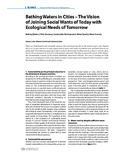 Bathing Waters in Cities - The Vision of Joining Social Wants of Today with Ecological Needs of Tomorrow
