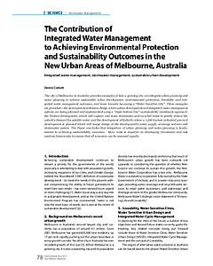 The Contribution of Integrated Water Management to Achieving Environmental Protection and Sustainability Outcomes in the New Urban Areas of Melbourne, Australia