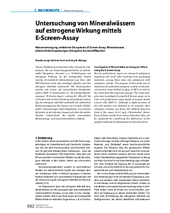 Untersuchung von Mineralwässern auf estrogene Wirkung mittels E-Screen-Assay