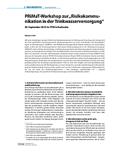 PRiMaT-Workshop zur „Risikokommunikation in der Trinkwasserversorgung“