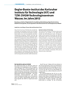 Engler-Bunte-Institut des Karlsruher Instituts für Technologie (KIT) und TZW: DVGW-Technologiezentrum Wasser, im Jahre 2013