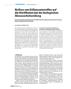 Einfluss von Güllezusatzstoffen auf die Nitrifikation bei der biologischen Abwasserbehandlung