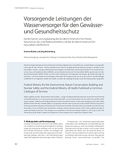 Vorsorgende Leistungen der Wasserversorger für den Gewässer- und Gesundheitsschutz