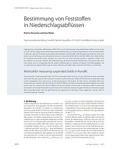 Bestimmung von Feststoffen in Niederschlagsabflüssen