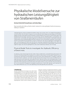 Physikalische Modellversuche zur hydraulischen Leistungsfähigkeit von Straßeneinläufen