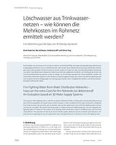 Löschwasser aus Trinkwassernetzen – wie können die Mehrkosten im Rohrnetz ermittelt werden?