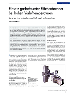 Einsatz gasbefeuerter Flächenbrenner bei hohen Vorlufttemperaturen