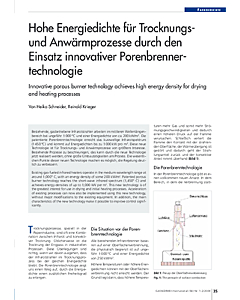 Hohe Energiedichte für Trocknungs- und Anwärmprozesse durch den Einsatz innovativer Porenbrennertechnologie