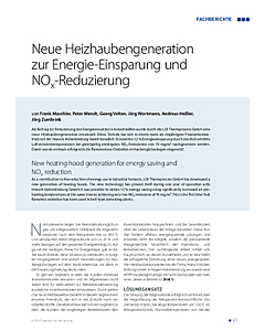 Neue Heizhaubengeneration zur Energie-Einsparung und NOx-Reduzierung