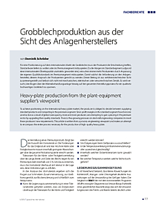 Grobblechproduktion aus der Sicht des Anlagenherstellers