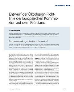Entwurf der Ökodesign-Richt­linie der Europäischen Kommission auf dem Prüfstand