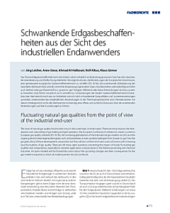 Schwankende Erdgasbeschaffen­heiten aus der Sicht des industriellen Endanwenders