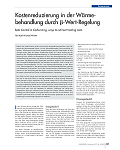 Kostenreduzierung in der Wärmebehandlung durch ß-Wert-Regelung