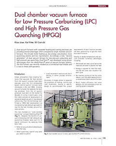 Dual chamber vacuum furnace for Low Pressure Carburizing (LPC) and High Pressure Gas Quenching (HPGQ)
