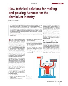 New technical solutions for melting and pouring furnaces for the aluminium industry